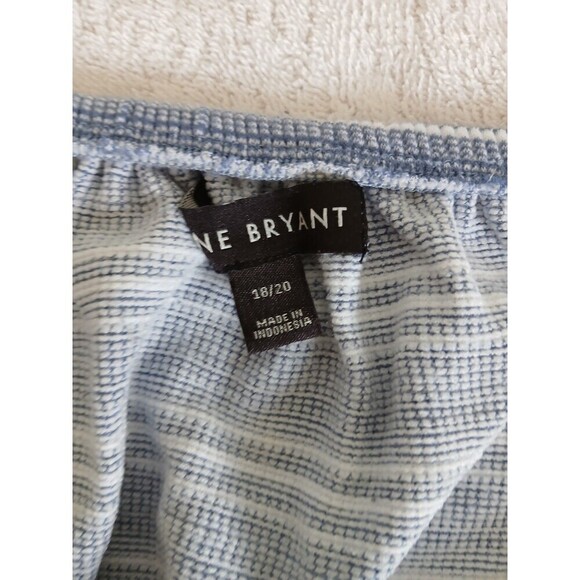 LANE BRYANT Off Shoulder Convertible Blouse Peplum‎ Top Striped Blue Plus 18/20 - Picture 14 of 14